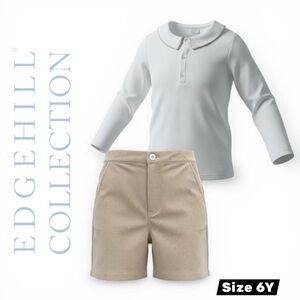 Edgehill Collection Boys 2-Piece Outfit Set Size 6Y Beige White New
